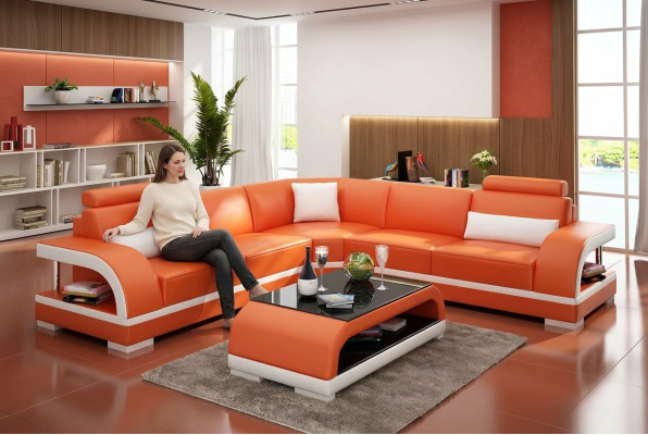 Woonkamer Lederen xxl bank bank moderne designer hoekkussen bekleding