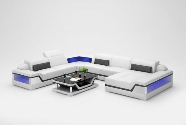 Leren hoekbank U-vorm Moderne bank Woonlandschap Leren bank.