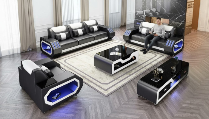Moderne lederen bankstel bank bekleding sofa garnituren lederen bank dressoir nieuw