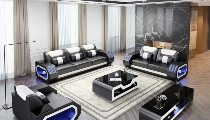 Moderne lederen bankstel bank bekleding sofa garnituren lederen bank dressoir nieuw
