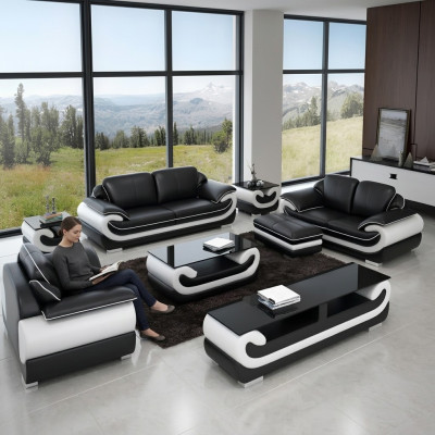 Bankstel 3-zits woonlandschap Moderne bank Leren bank Ontwerper