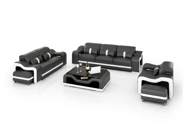 Bankstel 3-zits leren bank Moderne bank Woonlandschap Ontwerper