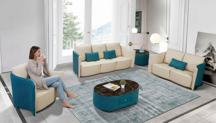 Leren bank Bank Bank Designer bekleding set 2-dlg set Zitgroepen Banken