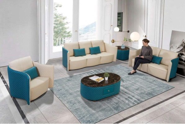 Driepersoons Italiaanse stijl bank 3-zits modern bankstel leren bank