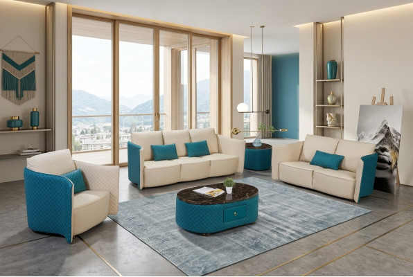 Driepersoons Italiaanse stijl bank 3-zits modern bankstel leren bank