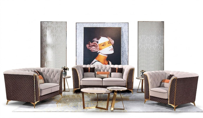 Exclusieve gestoffeerde meubels 32-zits bankstel set 2-delig. Designer woonlandschap