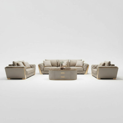 Ledersofa Bank Bekleding Set 3-zits compleet set zitkussen sets