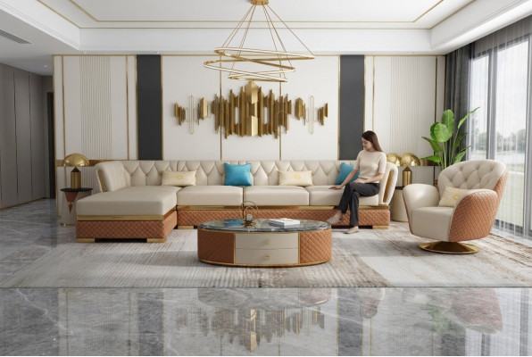 Exclusieve hoekbank meubels woonkamer sofa bekleding luxe bank hoekcombinatie
