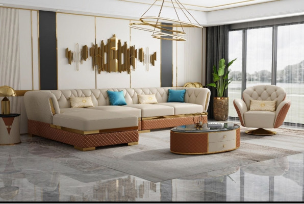 Exclusieve hoekbank meubels woonkamer sofa bekleding luxe bank hoekcombinatie