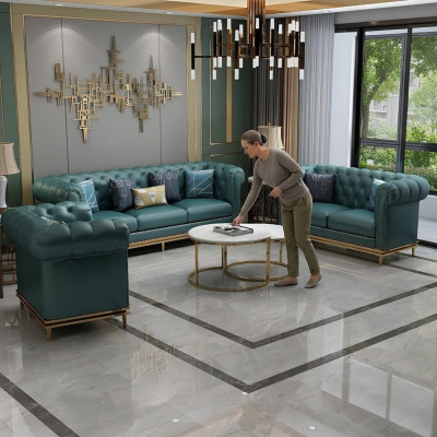 Chesterfield bank Bank Beklede bank 3-zitsbank Beklede Lederen Nieuw