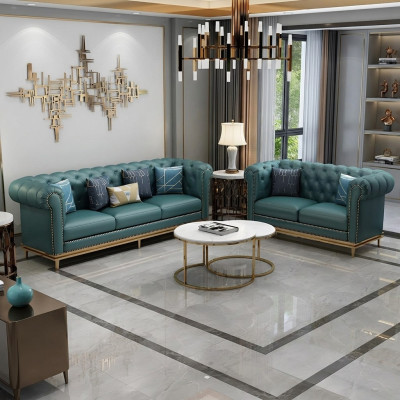 Sofaset 3+2 zits leren bank Moderne bank Designer bank Nieuw Chesterfield