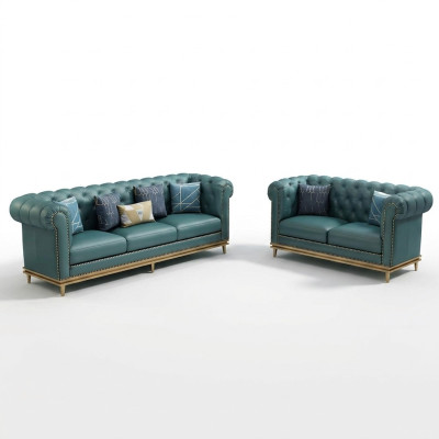 Sofaset 3+2 zits leren bank Moderne bank Designer bank Nieuw Chesterfield