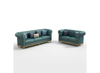 Sofaset 3+2 zits leren bank Moderne bank Designer bank Nieuw Chesterfield