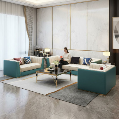 Sofagroep Designerbank Leren bankstel 3-zitter Decoratieve Moderne bank