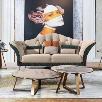 Ontwerpermeubels Bank Bankstel Bekledingsset 6-delige set Leren salontafel
