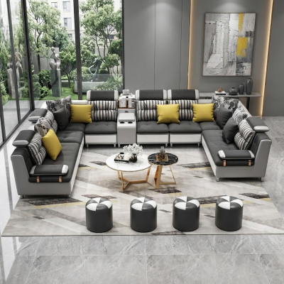 Leren bank Hoekbank U-vorm Moderne bank Leren hoekbank Bekleding  Leren bank Hoekbank U-vorm Moderne bank Leren hoekbank Bekleding