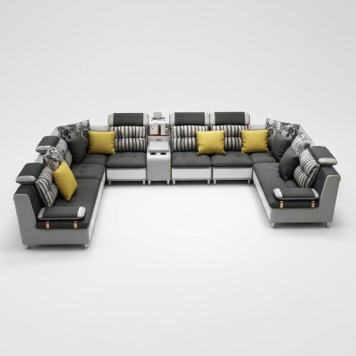 Leren bank Hoekbank U-vorm Moderne bank Leren hoekbank Bekleding  Leren bank Hoekbank U-vorm Moderne bank Leren hoekbank Bekleding