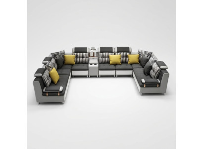 Leren bank Hoekbank U-vorm Moderne bank Leren hoekbank Bekleding  Leren bank Hoekbank U-vorm Moderne bank Leren hoekbank Bekleding
