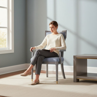 Luxe design stoel Echte Italiaanse stijl meubels Eenpersoons houten fauteuil