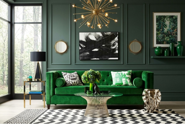 Chesterfield driezitsbank stof woonkamer design banken bekleding sofa’s groen