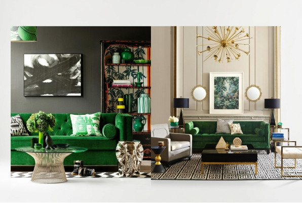 Chesterfield driezitsbank stof woonkamer design banken bekleding sofa’s groen
