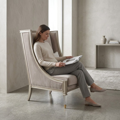 Luxe fauteuil ontwerpstoel Dubai hotelmeubels inrichting eenzitter relaxen