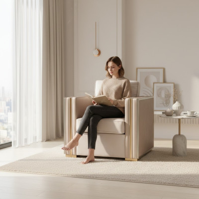 Designer woonkamerinrichting Fauteuil Eenzit Polster Bank Bank