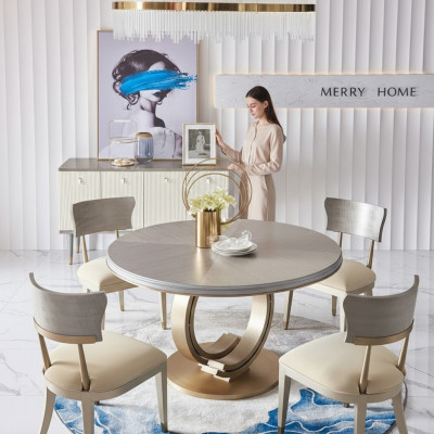 Complete eetkamerset Ronde tafel + 4x armstoel stoelen