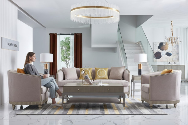 Luxe meubelbankstel woonkamer bank bank stoffering set compleet