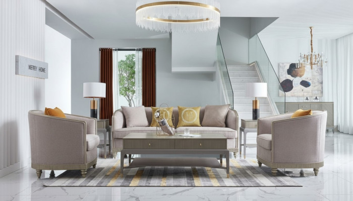 Luxe meubelbankstel woonkamer bank bank stoffering set compleet