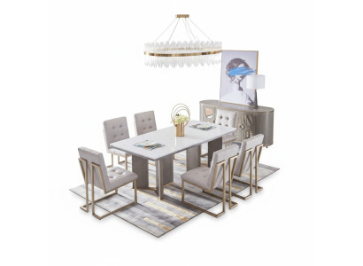 Complete set eetkamer set 6x fauteuil stoelen groepering