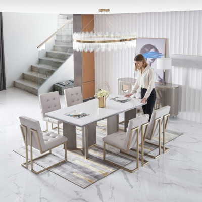 Tafelset garnituur Eettafel 6 stoelen Luxe stijl Meubilair 8-delig Stoelgroep