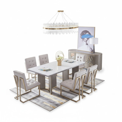Tafelset garnituur Eettafel 6 stoelen Luxe stijl Meubilair 8-delig Stoelgroep