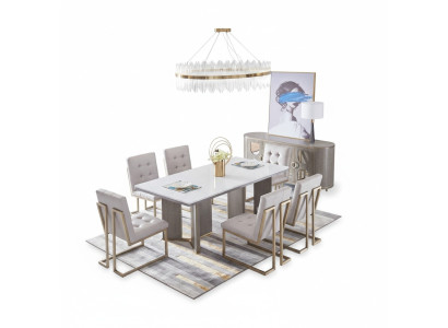 Tafelset garnituur Eettafel 6 stoelen Luxe stijl Meubilair 8-delig Stoelgroep