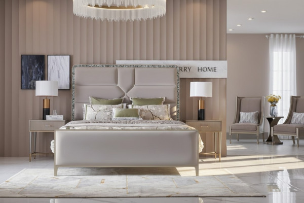 Luxe bed slaapkamer meubels 2x nachtkast set Bedden Dubai hotel 3-delig