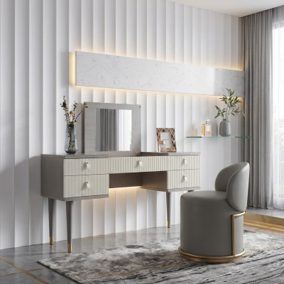 Make-uptafel Spiegel Deco Kruk Complete set Ladenkast Slaapkamer Nieuw