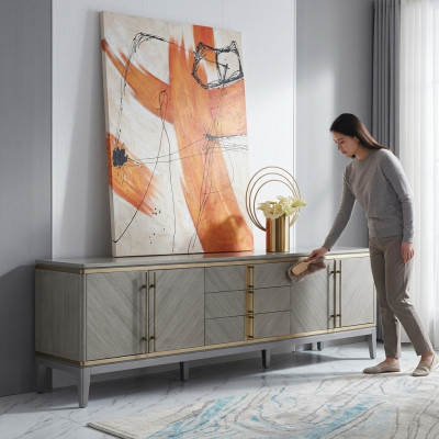 Luxe dressoir tv laag tv xxl kast tafel woonkamer hout tv 