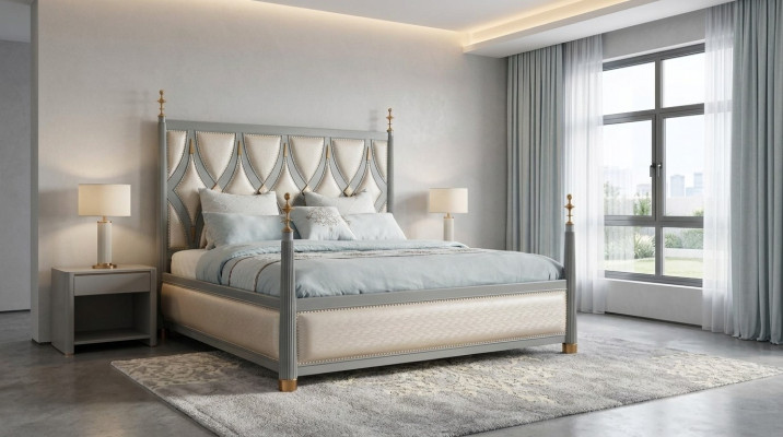 Luxe meubels slaapkamer hotelbedden Royal Gold bed houten bed 180x200cm
