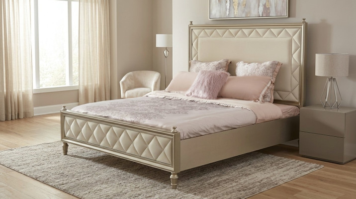 Klassiek bed Tweepersoonsbed Designer Leer Hotel Beklede Bedden Textiel Huwelijk