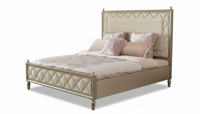 Klassiek bed Tweepersoonsbed Designer Leer Hotel Beklede Bedden Textiel Huwelijk