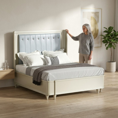 Bed met luxe design 180 x 200 cm stofbedden leer Moderne slaapkamer