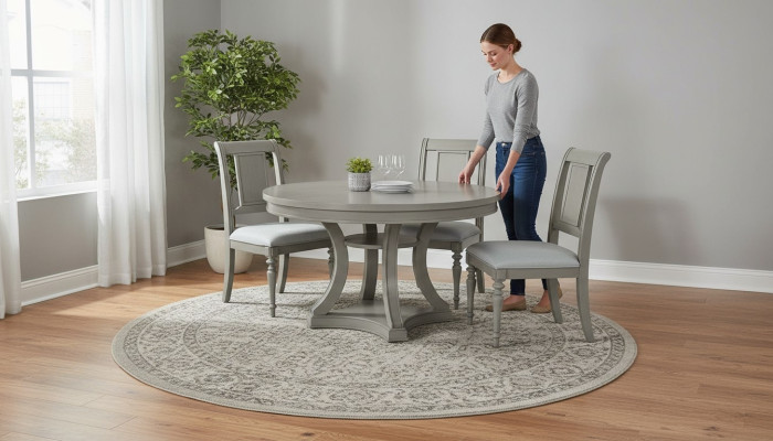 Ronde eettafel stoel set 4x eethoek eettafel set luxe hout