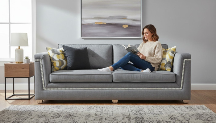Bankstel 3+1 Grijs Woonkamer Stoffering Modern Sofa