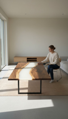 Waterval epoxy tafel giet hars eettafel epoxyhars echt hout massief