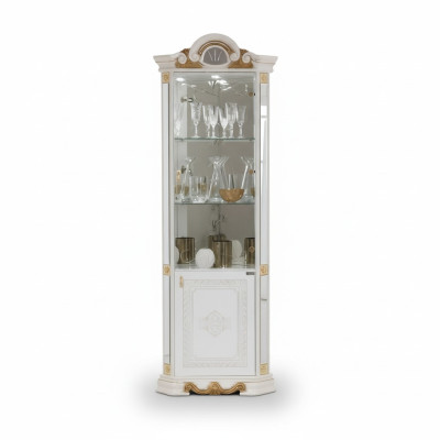 Witte hoekvitrine glazen kast vitrinekast kasten plank Italiaanse meubels.