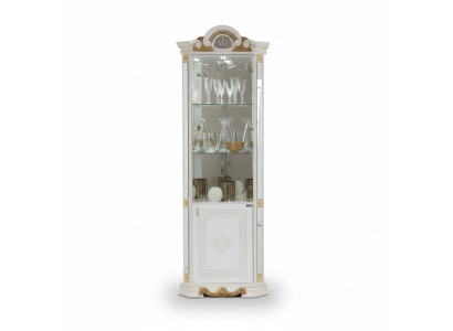 Witte hoekvitrine glazen kast vitrinekast kasten plank Italiaanse meubels.
