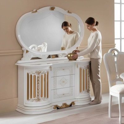 Klassieke commode dressoir met spiegel xxl kast sideboard Italiaanse meubels