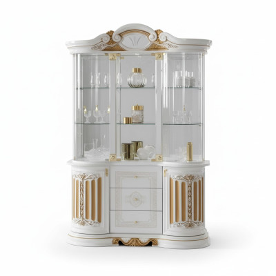 Italiaanse luxe meubelen xxl vitrine ladekast glas design kast nieuw.