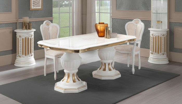 Klassieke eettafel Tafel Woonkamer Italiaanse Tafels Stijl Meubels Wit Goud
