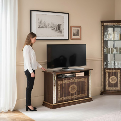 RTV-kast Italiaanse meubels Bruin hout Ladenkasten Dressoir Wandkast Luxe Nieuw